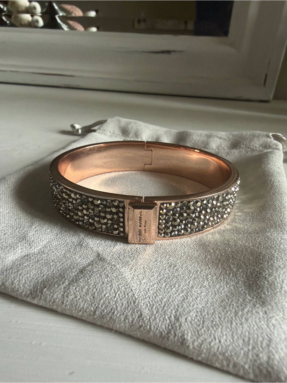 henri bendel Rose Gold Pavé Crystal Hinge Bracelet